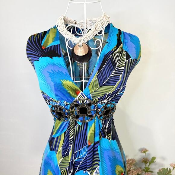 Gorgeous y2k vintage Caché blue tight babydoll tank top - Picture 3 of 6